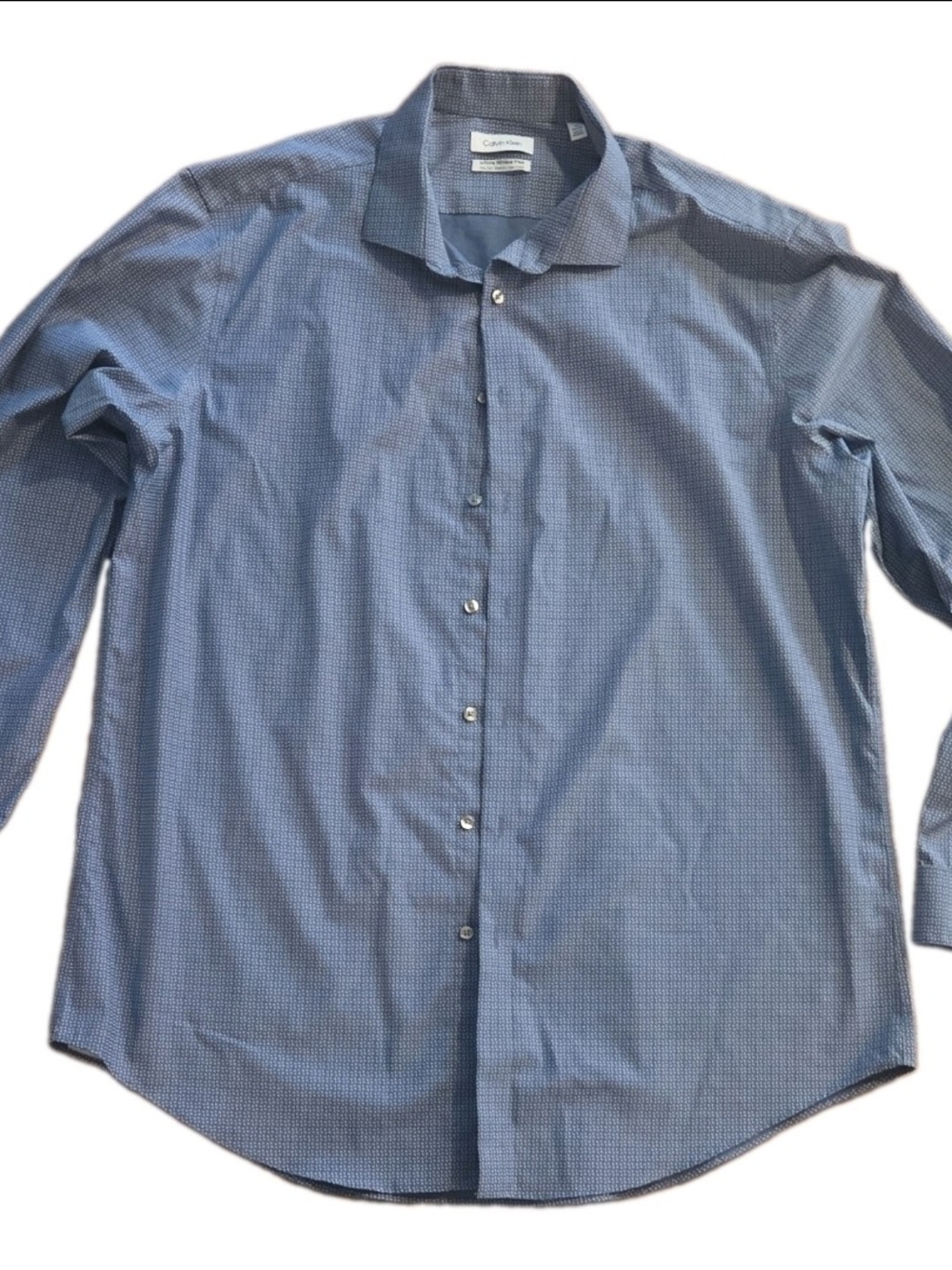 Calvin Klein Men's Blue Micro-Pattern Dress Shirt